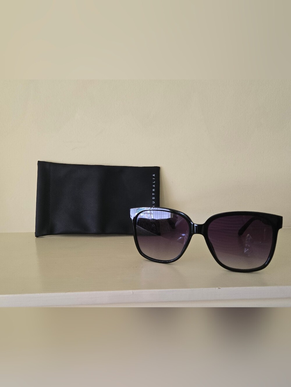 Quay Wide Awake Black Square Sunglasses 59-16-145 With Case